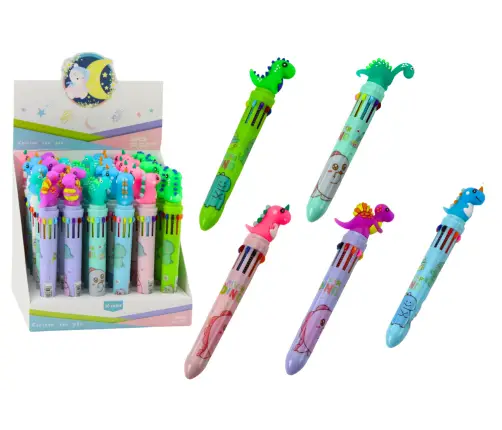 Multicolor Dinosaur Automatic Pen 10 Colors Mix