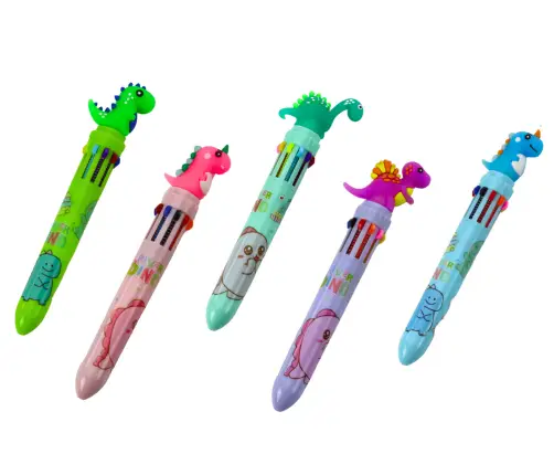Multicolor Dinosaur Automatic Pen 10 Colors Mix