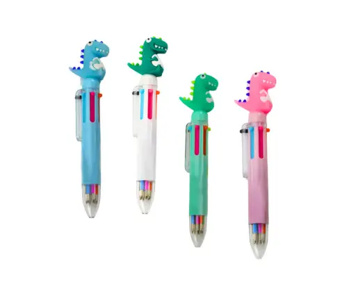 Multicolor Dinosaur Automatic Pen 6 Colors Mix