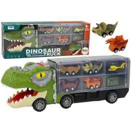 Dinosaur Truck Transport Springs 6pcs Lights Sounds Green