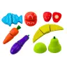 Set of Vegetables and Fruits for Cutting in a Bucket, Board, Wooden Knife