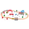 Set Train Tracks Wooden Railway Cars Buildings 88 El