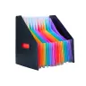 Vertical Document Organizer Folder Colored Tabs Pockets Black A4