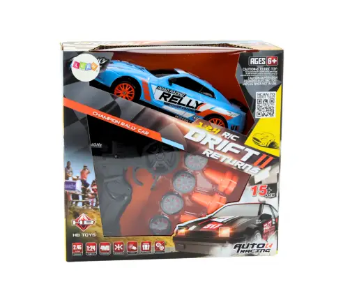 Remote Controlled R/C Sports Car 1:24 Blue Interchangeable Wheels