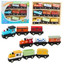 Wooden Trains Locomotives Magnet Set 12 Pcs