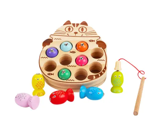 Wooden Arcade Game Catching Fish 2 Rods