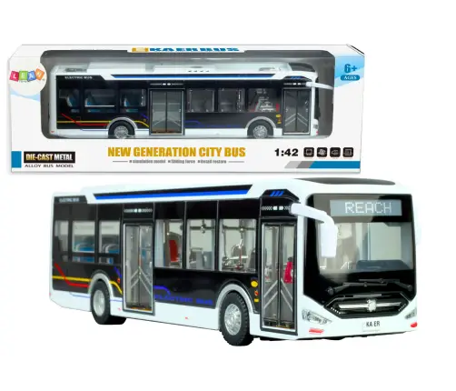 Electric City Bus 1:42 Metal Lights White Electric City Bus 1:42 Metal Lights White