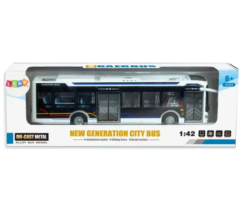 Electric City Bus 1:42 Metal Lights White Electric City Bus 1:42 Metal Lights White