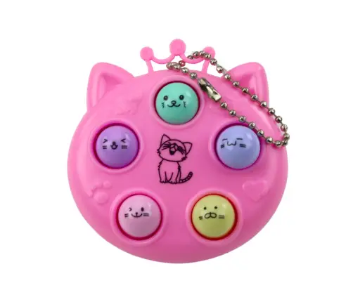 Keychain Mini Arcade Game Wac A Mole Kittens Purple Pink Yellow