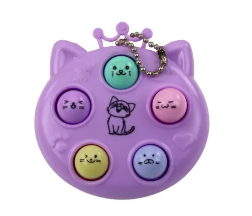 Keychain Mini Arcade Game Wac A Mole Kittens Purple Pink Yellow