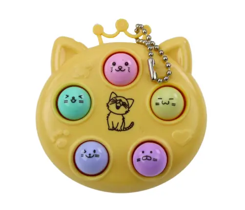 Keychain Mini Arcade Game Wac A Mole Kittens Purple Pink Yellow