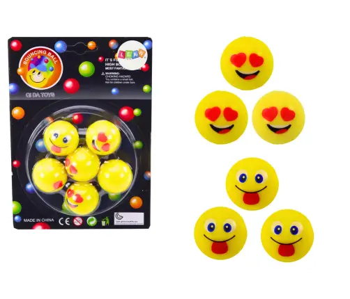 Emoji Yellow Rubber Balls Set 6 Pcs Emoji Yellow Rubber Balls Set 6 Pcs