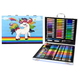 Art Set in a Suitcase with a Unicorn Blue 150 Pieces
