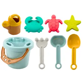 Sand Bucket Set Shovel Rake Strainer Moulds Pastel Sand Bucket Set Shovel Rake Strainer Moulds Pastel