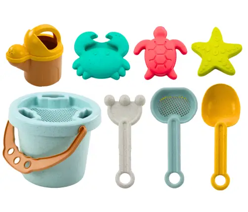 Sand Bucket Set Shovel Rake Strainer Moulds Pastel Sand Bucket Set Shovel Rake Strainer Moulds Pastel