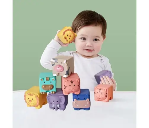 Soft Educational Blocks Animals Numbers Letters Colorful 12 Pcs