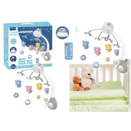 Crib Carousel Projector Remote Control Melodies Animal Sounds Gray Crib Carousel Projector Remote Control Melodies Animal Sounds Gray