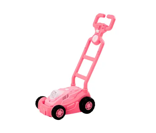 Soap Bubble Machine Lawn Mower Ride-On with Pink Handle