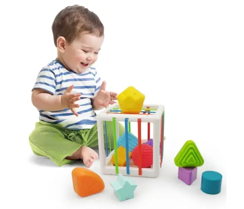 Elastic Sensory Cube Anti-Stress Sorter Rubber Blocks For Children