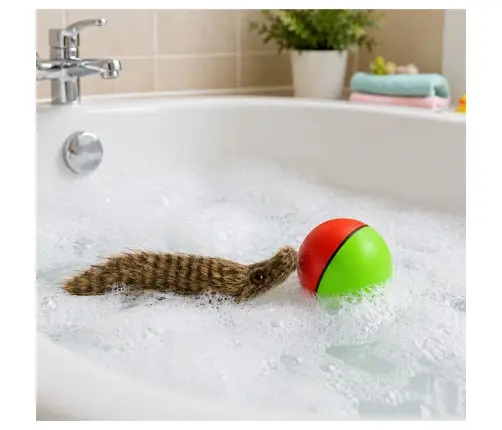 Ball with Fluffy Ferret Tail Interactive Bath Toy