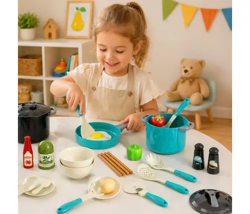 Little Chef Set Pots Dishes Food Products 33 El