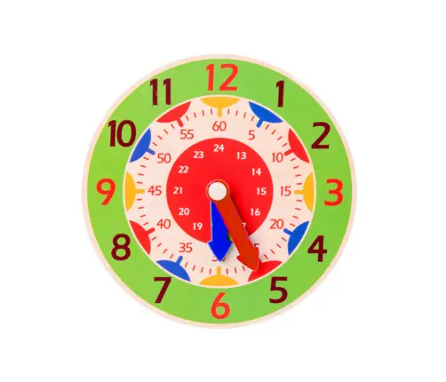 Wooden Clock Educational Hours Minutes Seconds Green