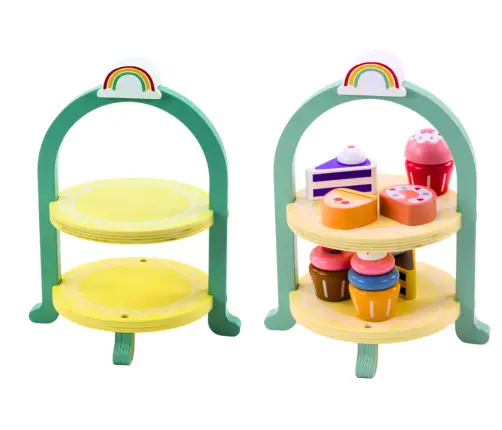 Sweets Set Cakes Cupcakes Wooden Stand