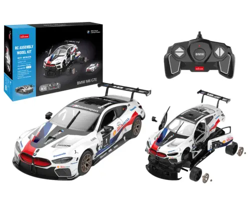 Radiovadāmā mašīna konstruktors ar pulti BMW M8 GTE White, 66 gab.