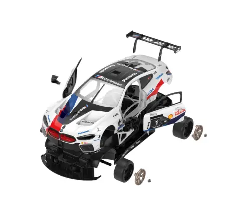 Radiovadāmā mašīna konstruktors ar pulti BMW M8 GTE White, 66 gab.