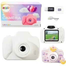 Camera For Kids Photos Recording Games Memory Card 64GB White