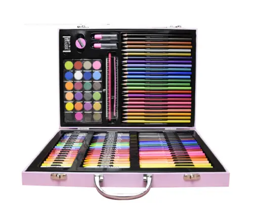 Art Set in a Suitcase with a Unicorn Pink 128 EL
