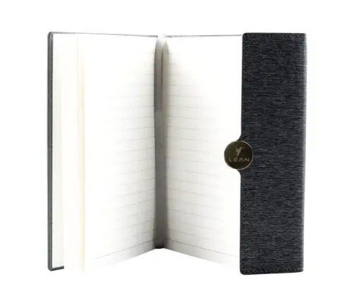 Magnētiskā biroja piezīmju grāmata A5 ar melnu vāku