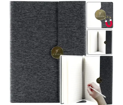 Magnētiskā biroja piezīmju grāmata A5 ar melnu vāku