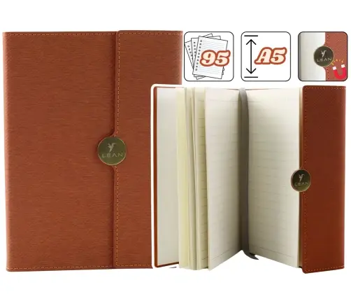 Biroja piezīmju grāmata ar magnētisko vāku, A5 Brown