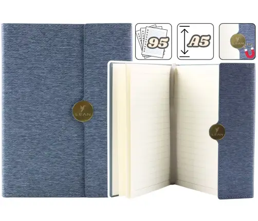 Biroja piezīmju grāmata ar magnētisko vāku, A5 Blue