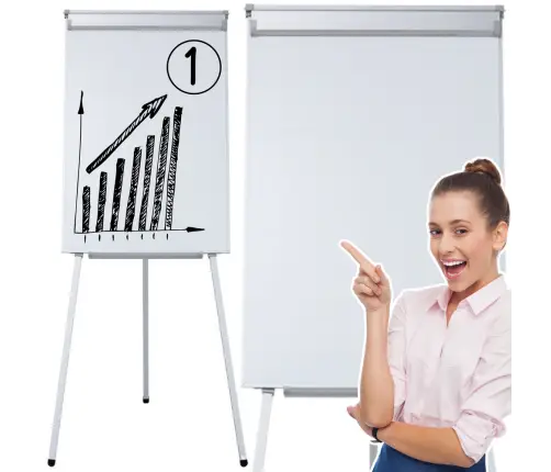 Magnetic Flipchart Board on a Tripod White 70x100cm