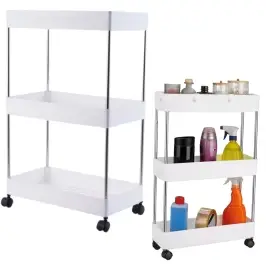 Mobile Shelf 4 Shelves White on Wheels