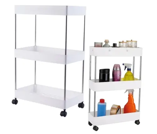 Mobile Shelf 4 Shelves White on Wheels