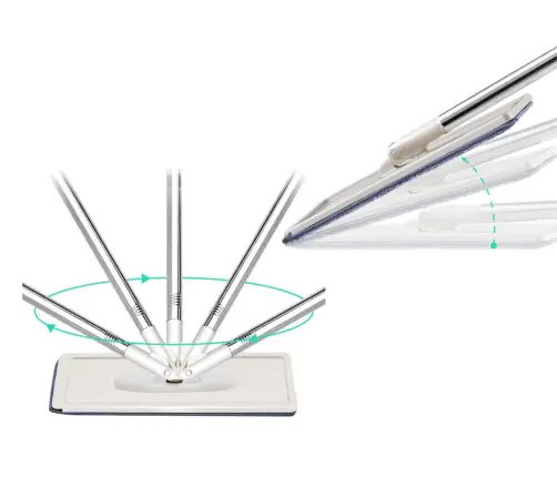 Flat Squeeze Mop with a Double-Chamber Bucket 2 Microfiber Inserts