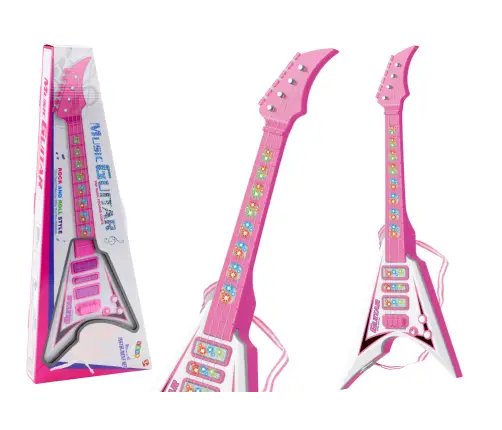 Elektriskā ģitāra bērniem ar gaismas efektiem Pink