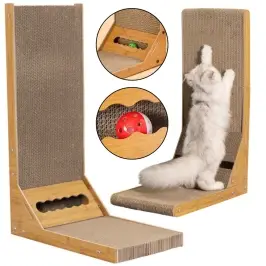 Corner Standing Scratching Post High Cardboard With Ball For Cat 60 x 40 x 24cm Corner Standing Scratching Post High Cardboard With Ball For Cat 60 x 40 x 24cm