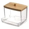 Cotton Stick Container Plastic Bamboo Lid