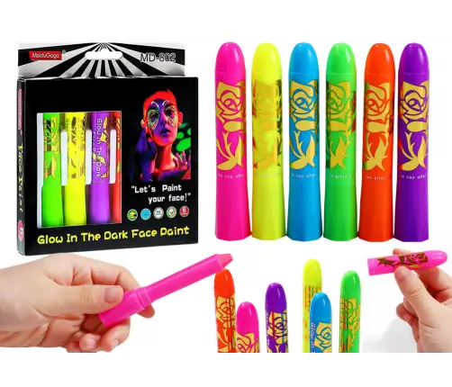 Face Painting Set Neon Fluorescent Pencils 6pcs