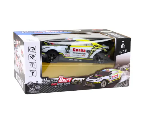 Radiovadāmā mašīna Drift Interchangeable Wheels White and Yellow