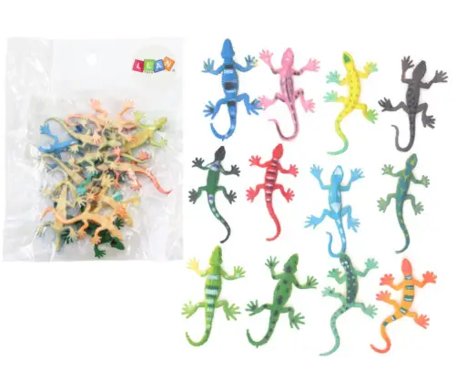 Set of 12 Colorful Lizard Reptile Figurines