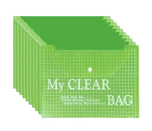 Folder Envelope With Clasp Transparent Green A4 20 Pieces