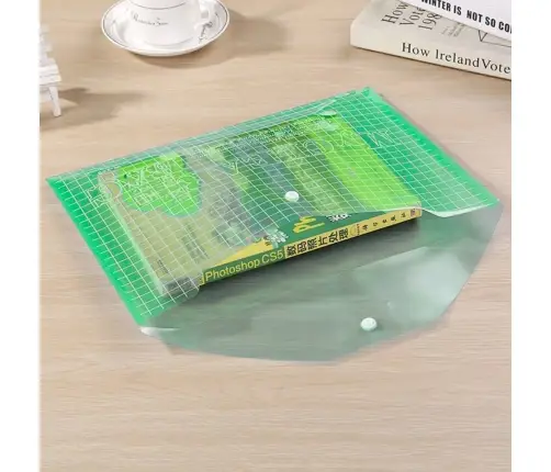 Folder Envelope With Clasp Transparent Green A4 20 Pieces