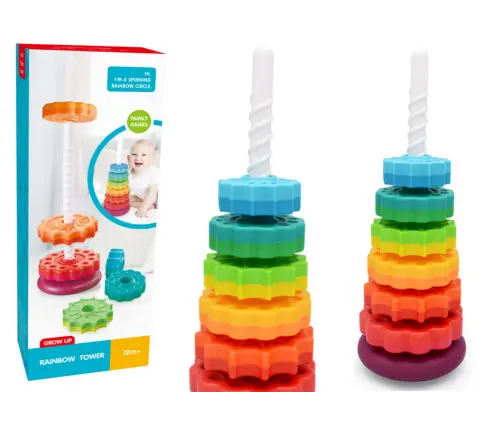 Rotating Pyramid Tower Sorter Rainbow Puzzle 6 El.