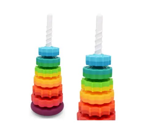 Rotating Pyramid Tower Sorter Rainbow Puzzle 6 El.