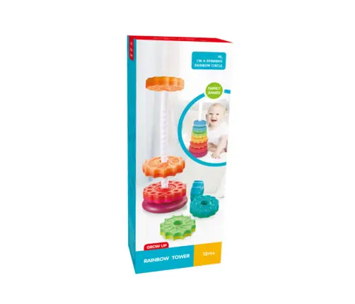 Rotating Pyramid Tower Sorter Rainbow Puzzle 6 El.